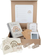 Yunioo Baby Keepsake Box with Baby Memory Book, Newborn Footprint Kit, Baby Milestone Cards, Tooth Fairy Keepsake Tubes and Memory Organizer Envelopes. Unisex Baby Shower Box for Boy or Girl by Yunioo