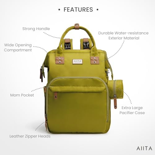 Diaper Bag Backpack, Multifunction Diaper Bag with Changing Station, Stylish Baby Bags, Large Unisex Diaper Backpack for Mom and Dad, Baby Registry Search, Portable Changing Pad – Yellow Green - Image 2