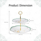 KAMMAK 2-Tier Porcelain Cupcake Stand Serving Tray, Dessert Plates Cake Fruit Candy Display Tower, Reusable Pastry Platter for Wedding Birthday Baby Shower Tea Party Decorations (Reed Green) - Image 2