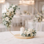 6 Pack Floral Hoop Centerpieces with Stand, 18 Inches Metal Rings for Crafts DIY Centerpieces Table Decoration with 8 Inch Large Wooden Stand Wedding Birthday Baby Shower Party Table Displays - Image 5