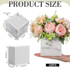Suzile 12 Set Wooden Box Centerpiece, 4 Inch Square Planter Vase - Image 2