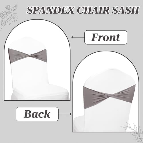 MDS Pack of 75 Spandex Chair Sashes Without Slider Buckles – Silver Gray - Image 4