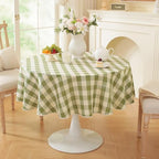 Laolitou Spring Green Gingham Tablecloth Round Tables Checkered Buffalo Plaid Table Cloth Cotton Linen Farmhouse Tablecloths Washable Wrinkle Free for Picnic Kitchen, 60", 2-4 Seats - Image 2