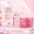 Gersoniel 50 Packs Baby Shower Gifts Bags Bulk 5.91 x 3.15 x 8.27 Inches Baby Shower Favor Bags with Handle Ribbon Thank You Gift for Party Favor for Guests Gifts Gender Reveal (Pink) - Image 6