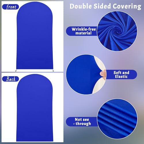 7.2FT Royal Blue Arch Backdrop Cover - Polyester Fitted Wedding Arch Stand Covers Round Top Chiara Arch Backdrop Cover for Birthday Party Banquet Photo Background Decoration - Image 3