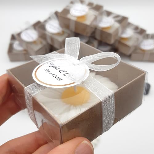 Giftsupstore Wedding Favors for Guests Bulk –20 Set Elegant Daisy Flower Candles – Custom Bridal Shower Gifts, Baby Shower & Personalized Bachelorette Party Candle Favors, Unique Handmade Floral Decor - Image 6