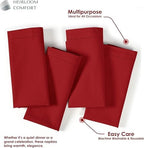 Red Cloth Napkins 18x18 Inch - Set of 12-100% Cotton, Soft, Absorbent, Reusable, Washable - Elegant Hemstitch Mitered Edges - Ideal for Dinner, Parties, Events, Everyday Use - Image 5