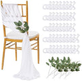 QueenDream White Sashes Wedding Chair Decorations: 50PCS Tulle Chair Cover Bands Aisle Sheer Chairs Bows for Indoor Outdoor Ceremony Banquet by QueenDream