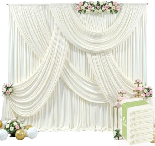 30ft x 15ft Ivory Wrinkle Free Backdrop Curtains for Wedding Party Backdrops Curtain Drapes Fabric Decorations Photo Back Drop Cloth for Baby Shower Photography Stage Reception by Tao-GePartyDecorations