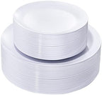 KIRE 60PCS White Disposable Plates - Heavy Duty White Plastic Plates for Party/Wedding - Include 30Pieces 10.25inch Dinner Plates and 30Pieces 7.5inch Dessert/Salad Plates by KIRE