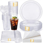 200pcs Clear Plastic Plates and Napkins Party Supplies for Birthday,Wedding by UseOnceDoneRight