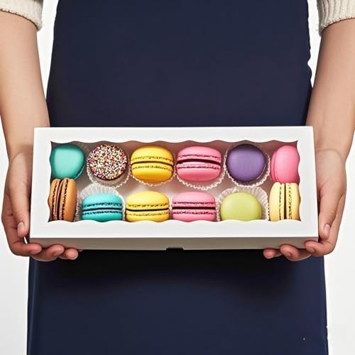 50pcs 12x5x1.5Inches White Bakery Boxes with Window Cookies Boxes Chocolate Truffle Boxes Macaron Boxes Cakesickle Boxes Browines Treat Boxes for Christmas Valentine's Easter Mother's Day - Image 5