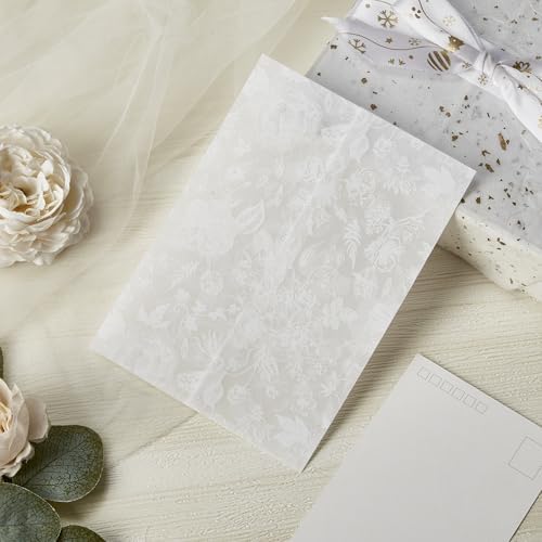 Garvee 100 Pack Pre-Folded Vellum Jackets for 5x7 Invitations Transparent Wedding Invitations Wraps, White Stamens - Image 3