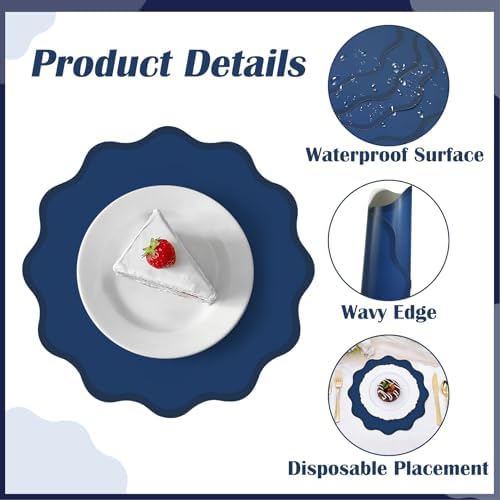 100 Pcs Navy Blue Thick Paper Placemats, Disposable Waterproof Place Mats - Image 3