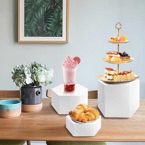 6 Pcs Buffet Risers, Dessert Stands Acrylic, Food Risers for Buffet, Jewelry Showcase, Riser Display Cases, Acrylic Display Base, White - Image 2