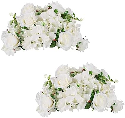 White Flowers Balls for Centerpieces: 14.2in Diam, Set of 2 by CreatedforWeddingsandHome