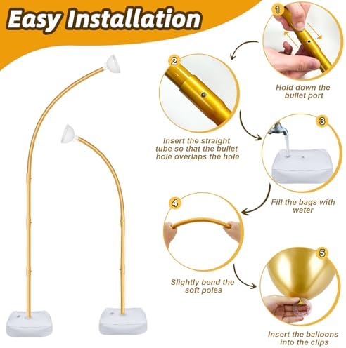 Balloon Arch Stand with Base 8.2FT & 6FT Gold Half Arch Balloon Stand - Image 4
