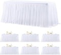 6 Pack White Table Cloth for 6 Foot Rectangle Tables, White Stretch Fitted Tulle Table Covers Skirt, Rectangular Ruffle Tutu Tablecloth Wedding Banquet Baby Shower Cake Tablecloths Decorations by Tao-GePartyDecorations