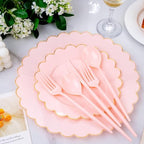 Supernal 180Pcs Extra Heavy Duty Pink Plastic Cutlery Silverware Set - Image 5