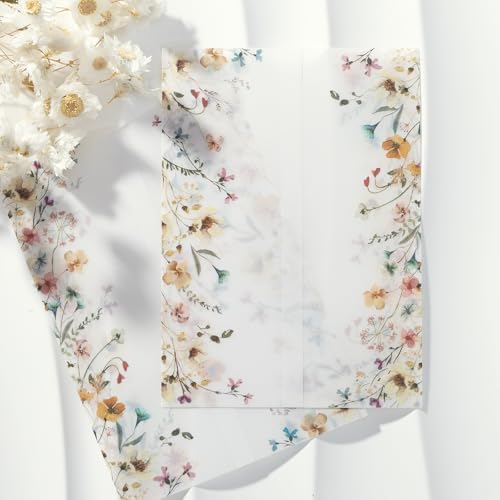 UNIQOOO 50 Pack Blur Wildflower Pre-Folded Vellum Jackets &UNIQOOO Wax Seal Stickers - Baby‘s Breath - Image 5