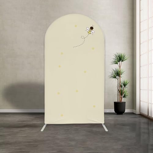 5FT Beige Sweet Bee Arch Spandex Cover Baby Honeycomb Arch Backdrop Cover for Kids Baby Shower Birthday Party Wedding Decoration (No Stand) by Iydamc