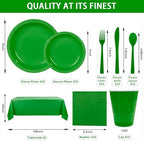 Tinybee 352 Pcs Green Plastic Plates, Disposable Dinnerware Set for 50 - Image 2