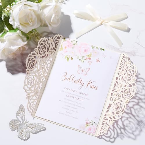 Silver Glitter Butterfly Laser Cut Wedding Invitation Accessories 50pcs - Image 6