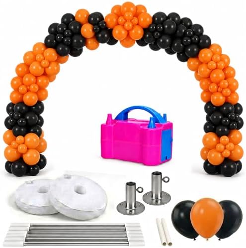 PMU DIY Professional Balloon Arch Premiere Kit (Halloween Orange and Black) Balloon Garland for Party Decoration, Decoration Kit for Birthday Party, Wedding, Graduation, Baby ShowerPkg/1 by PMU