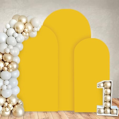 FOTSHARER Gold Wedding Arch Cover Set of 3 Arch Cover Backdrop Fabric 4FT 5FT 6FT Spandex Round Top Arch Covers for Bolloon Arch Stand Covers Frame Arch Backdrop Cover Set for Baby Shower Parties - Image 5