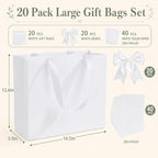 Catlovecorn 20 Pack Large White Gift Bags, 16.5 x 5.5 x 12.6 In - Image 3