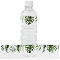 Personalized Water Bottle Labels with Choice of 30 Flower Styles - Choose Font and Pre-Made Phrases or Design Custom Text - LABELS ONLY (006 Palm Leaves, 2 inch (8.5x2")) by ThePaperedWedding