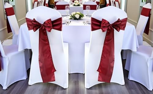 MDS® Pack of 150 Satin Chair Sashes for Wedding & Events – Maroon - Image 2
