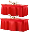 2 Pack Red Table Cloth for 6 Foot Rectangle Tables Spandex Fitted Tablecloth 6ft Stretch Table Covers Skirt Red Banquet Tablecloths Wrinkle Free Tablecloth for Party Wedding Birthday Event by Tao-GePartyDecorations