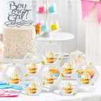 Denylo pro 8 Pcs 4.13 Inch White Cupcake Stand Hexagon Cake Farmhouse Wood Cupcake Stand with Small Bee for Baby Shower Birthday Party Table Decorations - Image 7