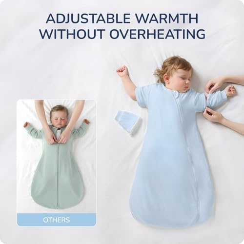 Rayon Made from Bamboo Sleep Sack 18-24 Months, Detachable Sleeves - Adjustable Warmth to Prevent Overheating, 1.0 TOG Breathable Wearable Blanket Toddler Sleeping Bag, Safe for Night Sleep - Image 3