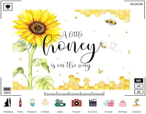 Trykid 10x8ft Sunflower Baby Shower Backdrop A Little Honey is on The Way Honeycomb Photography Background Gender Reveal Party Decoration Photoshoot Studio Props Fabric - Image 3