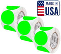 Perco Neon Green Perforated Round Circle Dot Sticker 4-Inch Labels — 3 Rolls, 1,200 Stickers - Open, Available & Promo Signage, High Visibility Display Labels - Made in USA by Perco