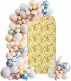 Yellow Summer Arch Backdrop Cover 7.2 ft Modern Bees Honeycomb 2 Sided Wedding Arch Covers Stretchy Backdrop Round Top for Birthday, Party, Baby Shower Decorations - Image 2