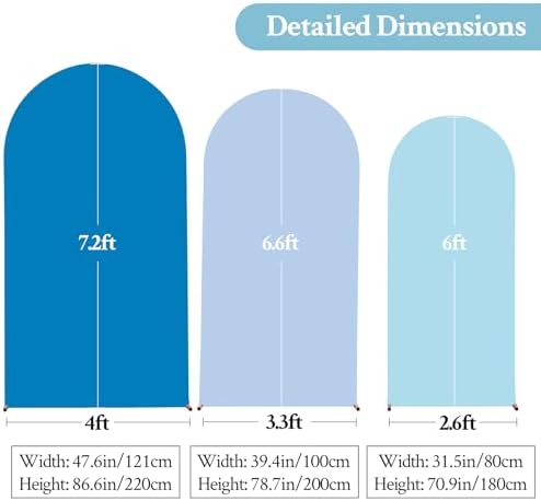 Gradient Blue Arch Backdrop Cover 7.2FT 6.6FT 6FT Arch Covers Stretchy Backdrop Set of 3, Party Arch Cover Spandex Fitted Under The Sea Fabric Arch Covers for Baby Shower Birthday Wedding Decoration - Image 7