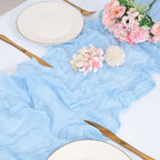 12 Pack Light Blue Cheesecloth Table Runners 21x120 Inch Boho Gauze Table Runner 10FT Long Rustic Sheer Baby Blue Table Runner for Baby Shower,Wedding,Party,Birthday,Home Table Decor - Image 2