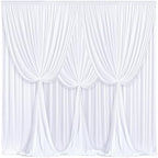 24x10FT White Backdrop Curtains for Wedding Parties, Wrinkle Free Polyester Photography Backdrop Drapes for Wedding Baby Shower Birthday Parties Stage Background Stand Decorations 4x10ft,6 Panels by Partisky