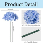 65Pcs Blue Hydrangea Artificial Flowers Bulk for Home Decor - Image 3