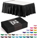 Exquisite Black Table Skirt 12 Pack - Disposable Plastic Table Skirts for Rectangle Tables 6ft 8ft & Round Tables - 29in x 14ft Self-Adhesive Strip - Birthday Wedding Gender Reveal Decor by Exquisite