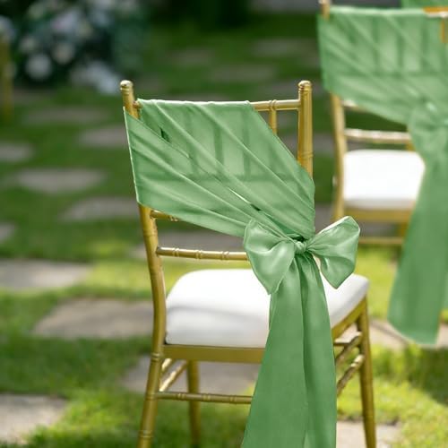 fani Sage Green Satin Chair Straps Bows,120 PCS 7x108 Inch,Chair Sash - Image 6