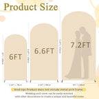 FOTSHARER Beige Spandex Arch Cover 6F 6.6FT 7.2FT Wedding Arch Cover Set of 3 Spandex Fitted Wedding Arch Stand Covers for Birthday Party Round Top Backdrop Covers for Party Bridal Baby Shower - Image 2