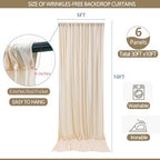 30x10ft Wrinkle Free Backdrop Curtain for Parties Soft Fabric Drapes Wedding Cream Curtain Backdrop for Birthday Party Decorations Background for Photography 5x10ft,6 Panels - Image 3