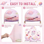 3Pcs Outer Space Arched Backdrop Covers Pink Astronaut Party Decorations - Image 4
