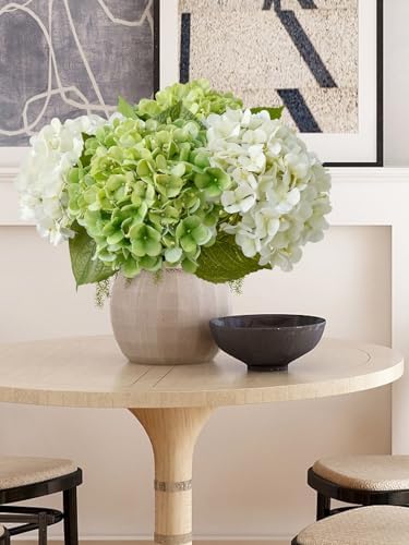 ZYTUYO 2PCS White & 2PCS Green Fake Hydrangea Real Touch 20" Latex Artificial Hydrangea Flowers with Long Stems for Outdoor Indoor Spring Home Decor Porch Party Wedding Xmas Floral Arrangements - Image 2