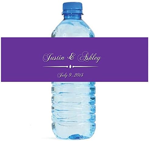 100 Purple Opulence Wedding Anniversary Engagement Party Water Bottle Labels 8"x2" - Image 2