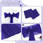 MDS Pack of 100 Chiffon Chair Sashes for Wedding & Event Décor - Royal Blue - Image 5